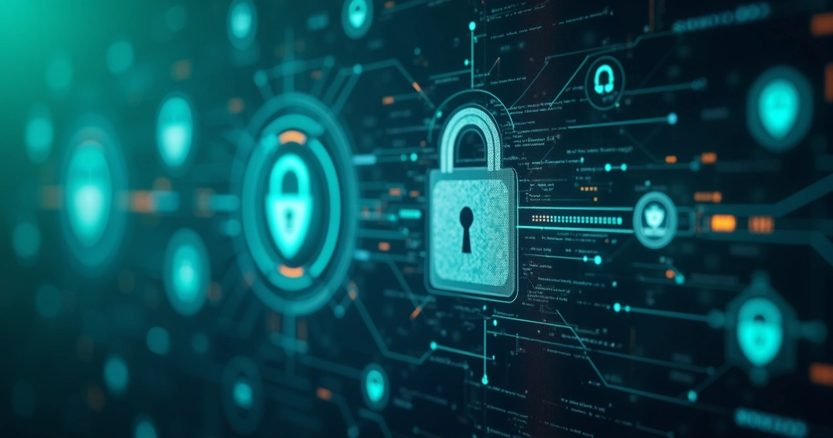 Ícones de privacidade e cadeado protegendo dados em ambiente digital