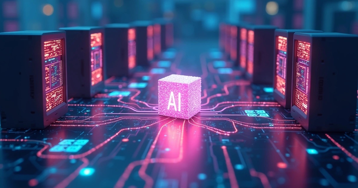 Bases de dados exclusivas representadas por cubos coloridos interligados 