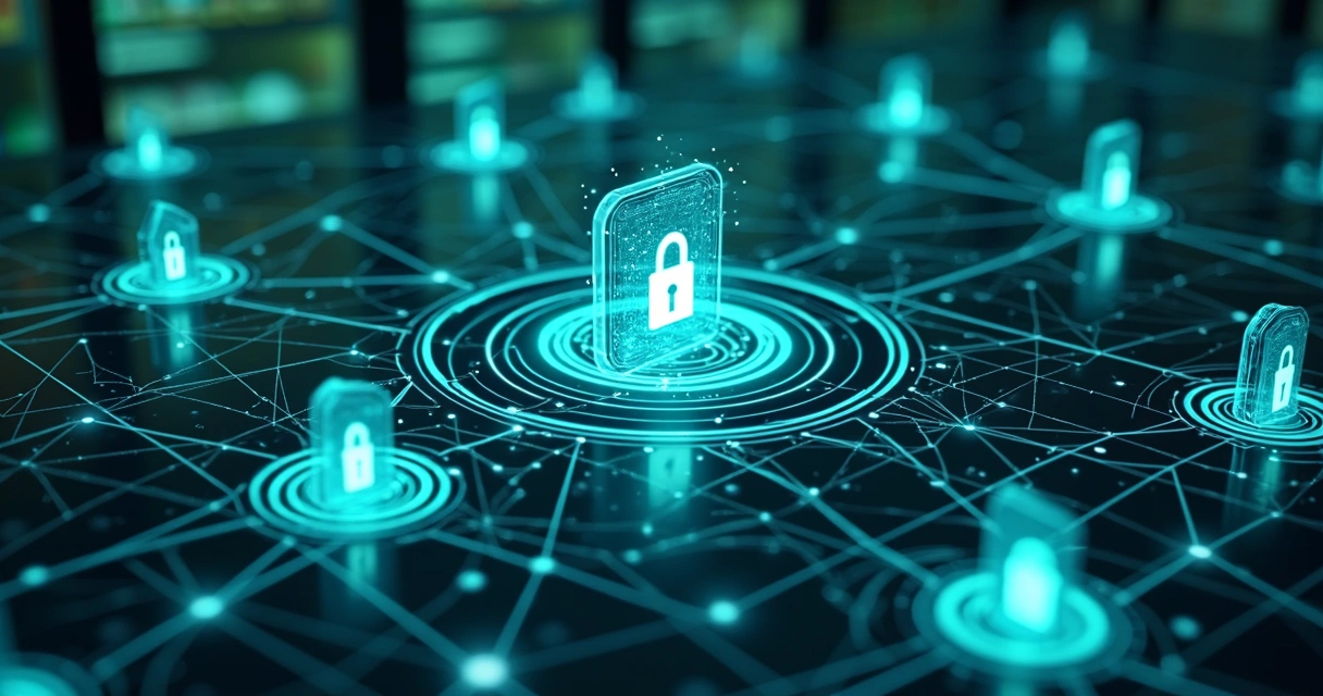 Conexão de sistemas de varejo com proteção digital destacada 