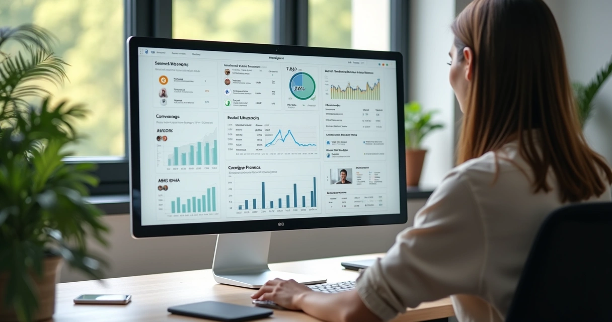 Pessoa analisando gráficos de conversão de notificações Instagram 