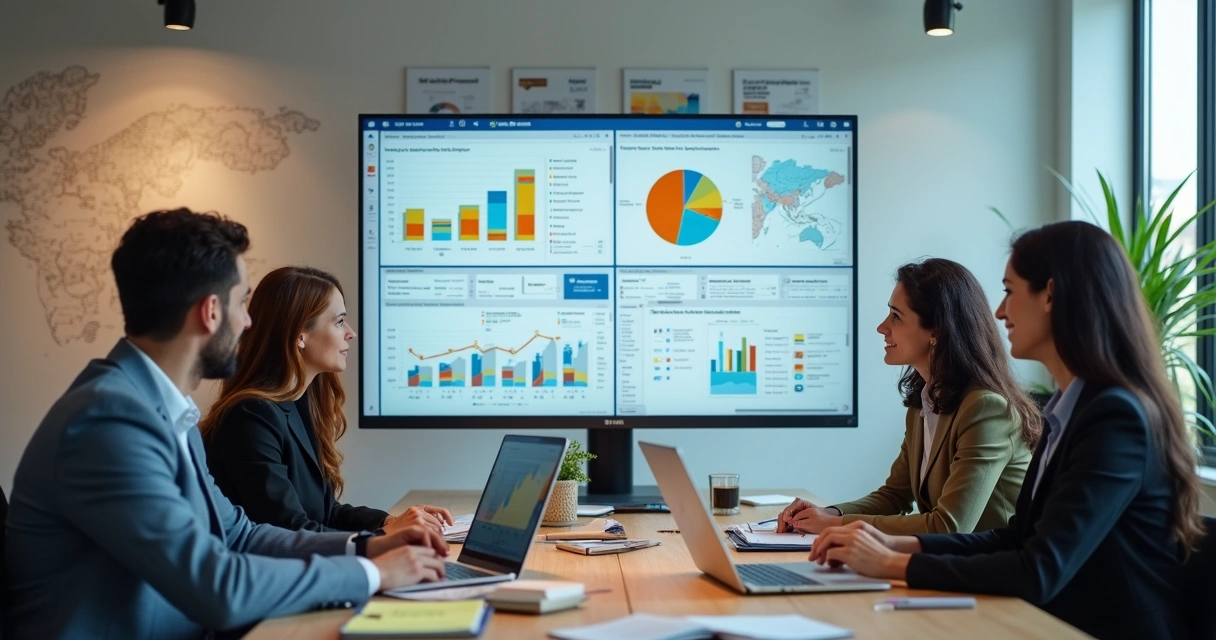 Análise de dados empresariais em um escritório 