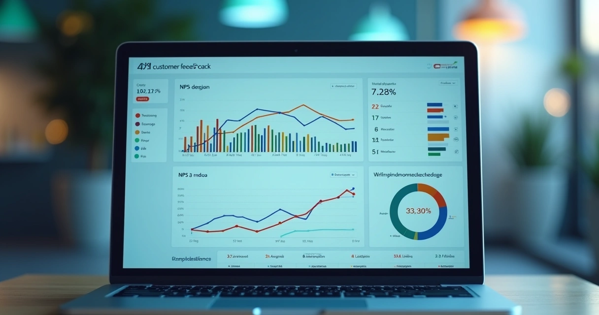 Dashboard com gráficos quantitativos de feedback de clientes