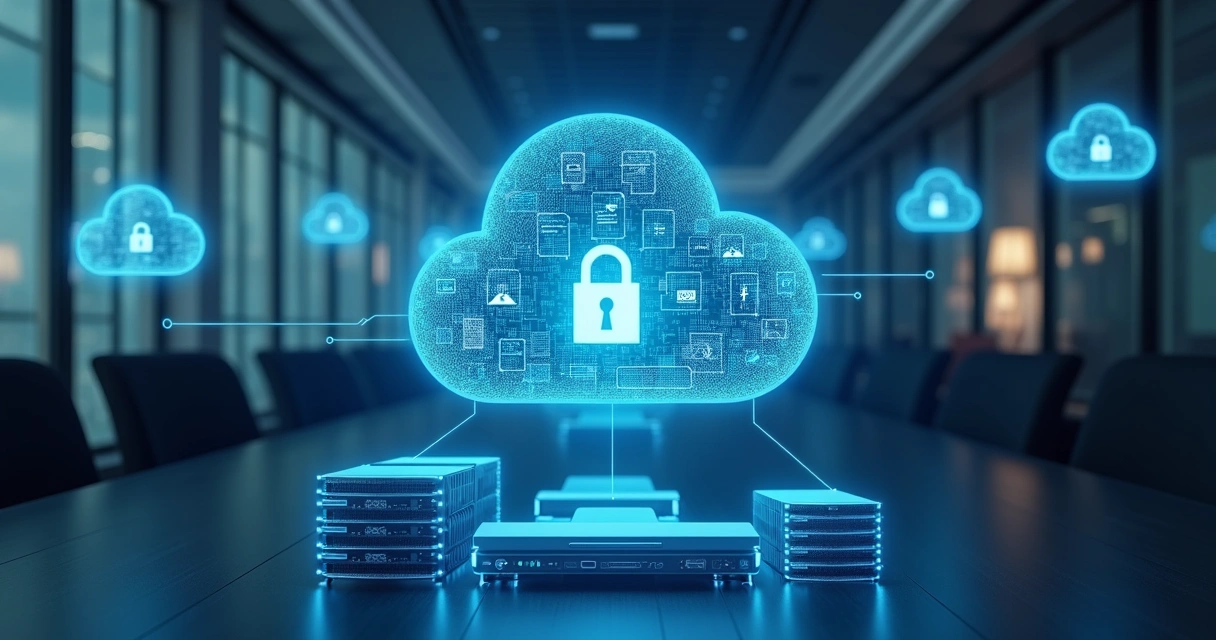 Dados protegidos em nuvem com cadeado digital empresa 