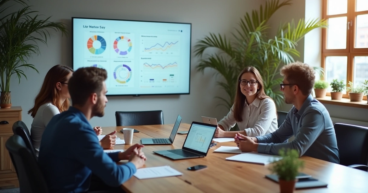 Pequena empresa analisando dados simples com suporte de IA 