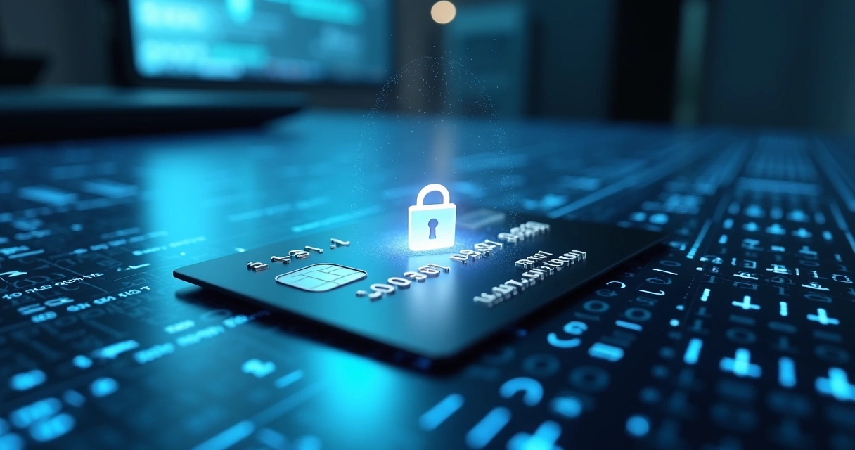 Conceito visual de tokenização de dados em pagamento com cartão 