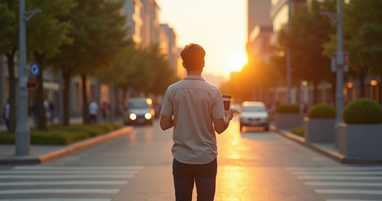 Person choosing between two paths in a city symbolizing emotional maturity 