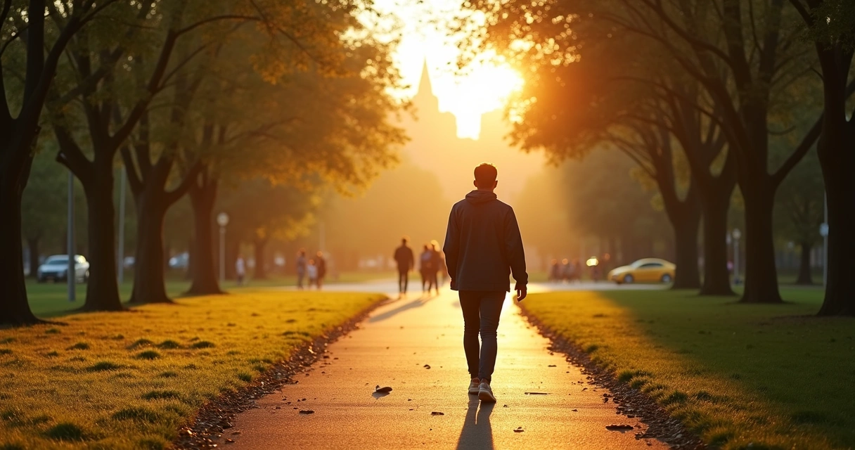 Person choosing between two paths in a park