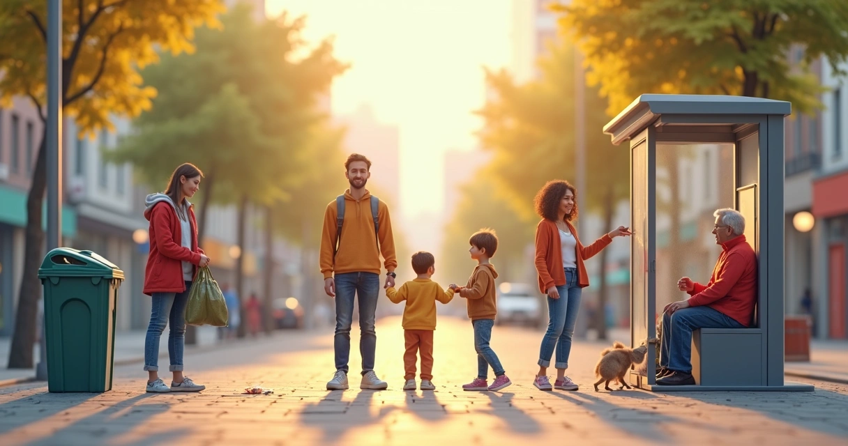 People practicing daily social responsibility actions 