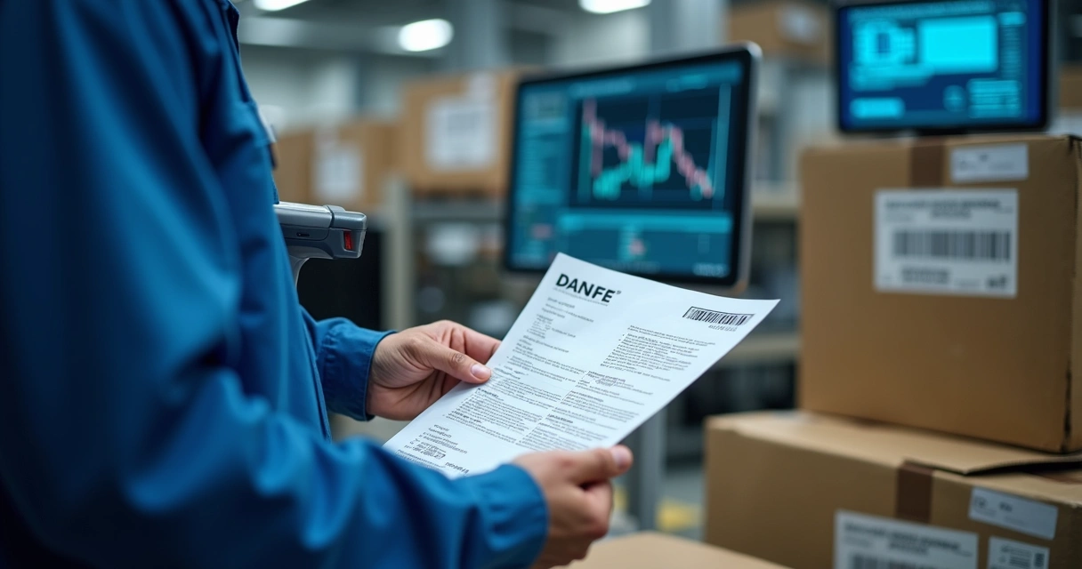 DANFE sendo conferido durante o transporte de mercadorias 