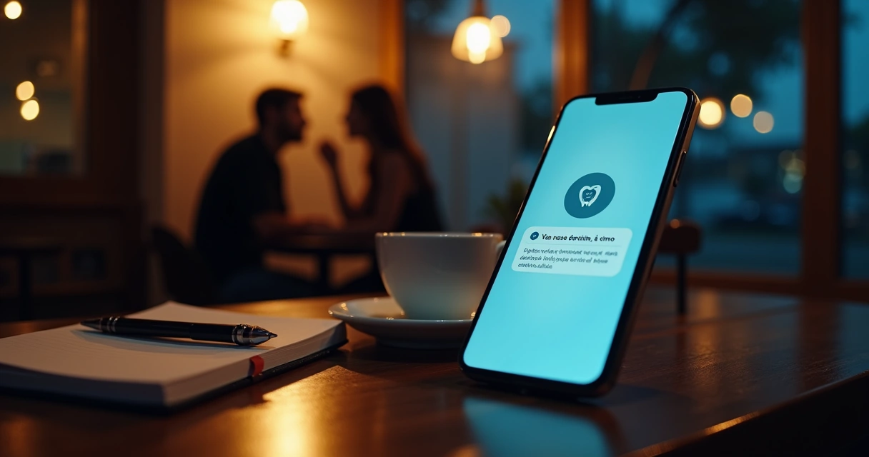 Chat privado em celular mostrando indicação discreta de clínica odontológica 