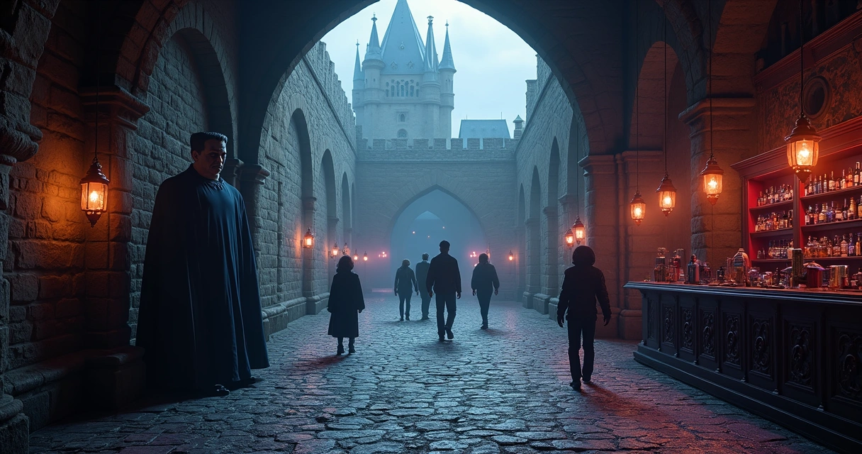 Cenário gótico com monstros no Dark Universe 