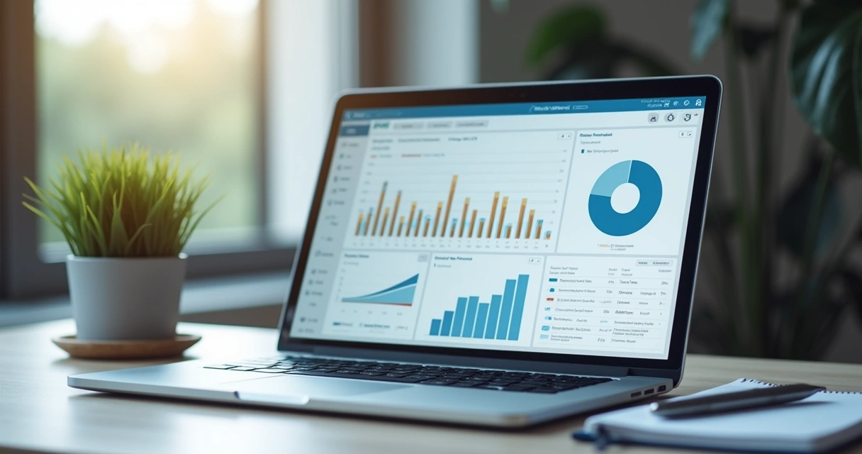Tela com KPIs de processos e financeiro 