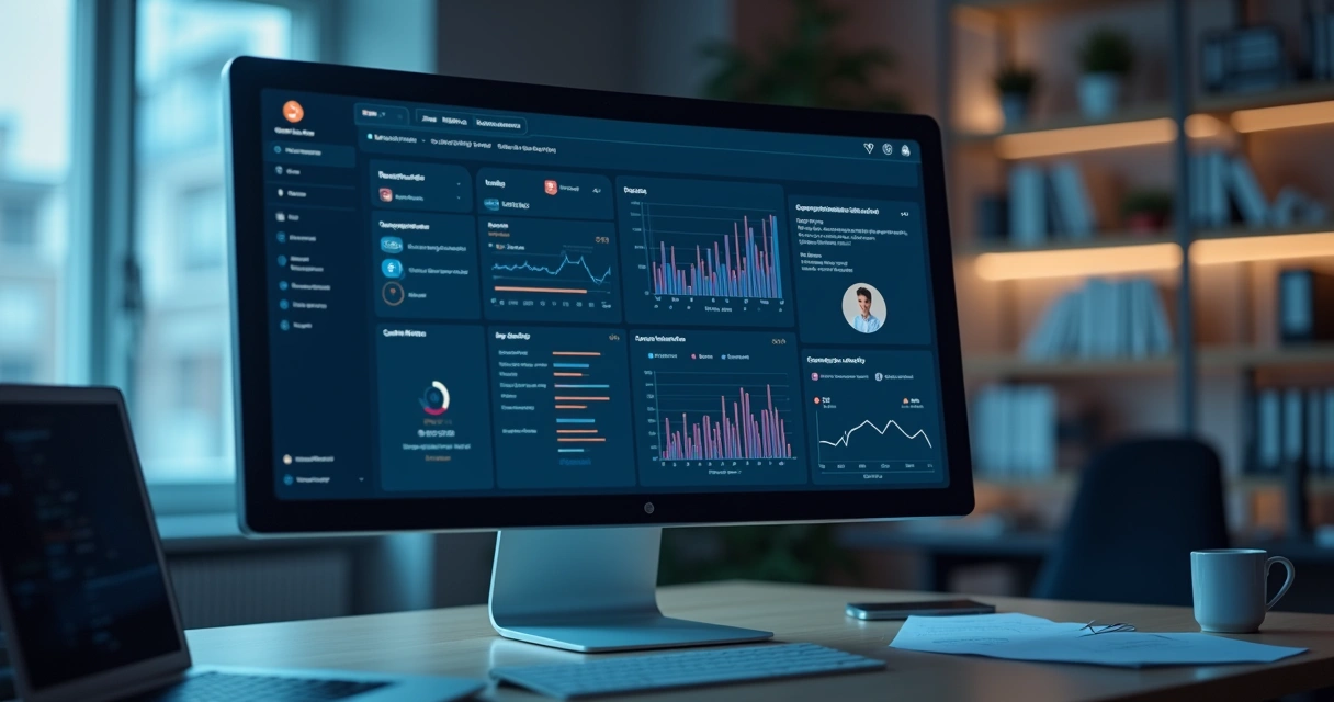 Dashboard restrito de intranet mostrando gráficos e notificações ao usuário autenticado 