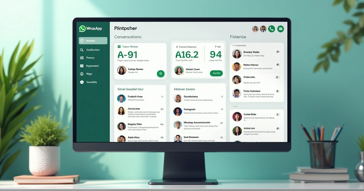 Tela de dashboard de plataforma de atendimento multicanal mostrando métricas de WhatsApp 
