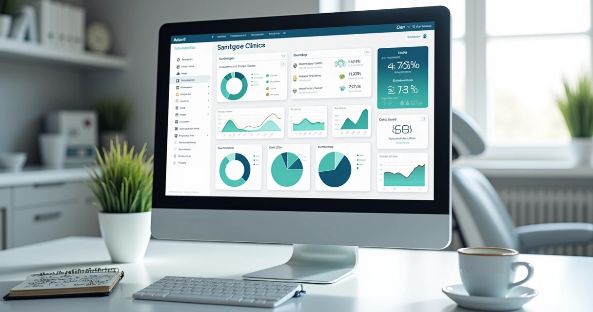 Painel digital de agenda odontológica em computador moderno 