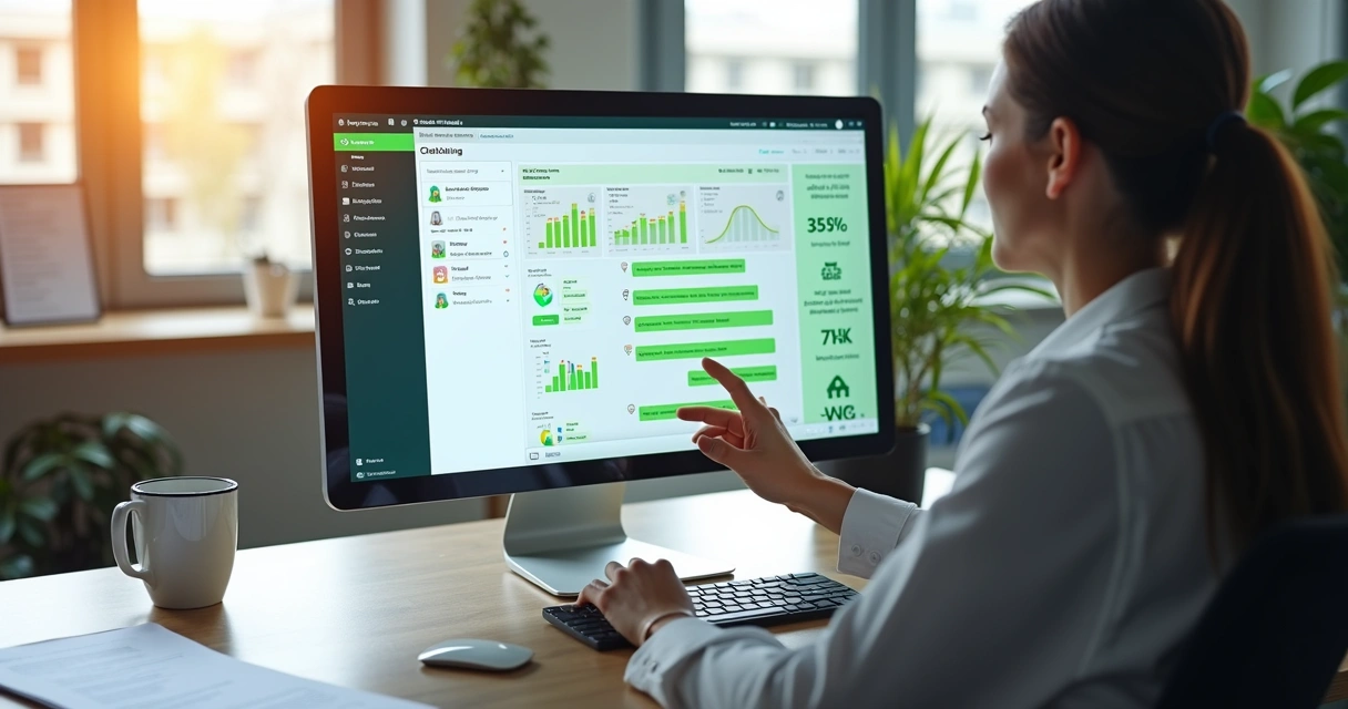 Person customizing a chatbot dashboard on a computer screen