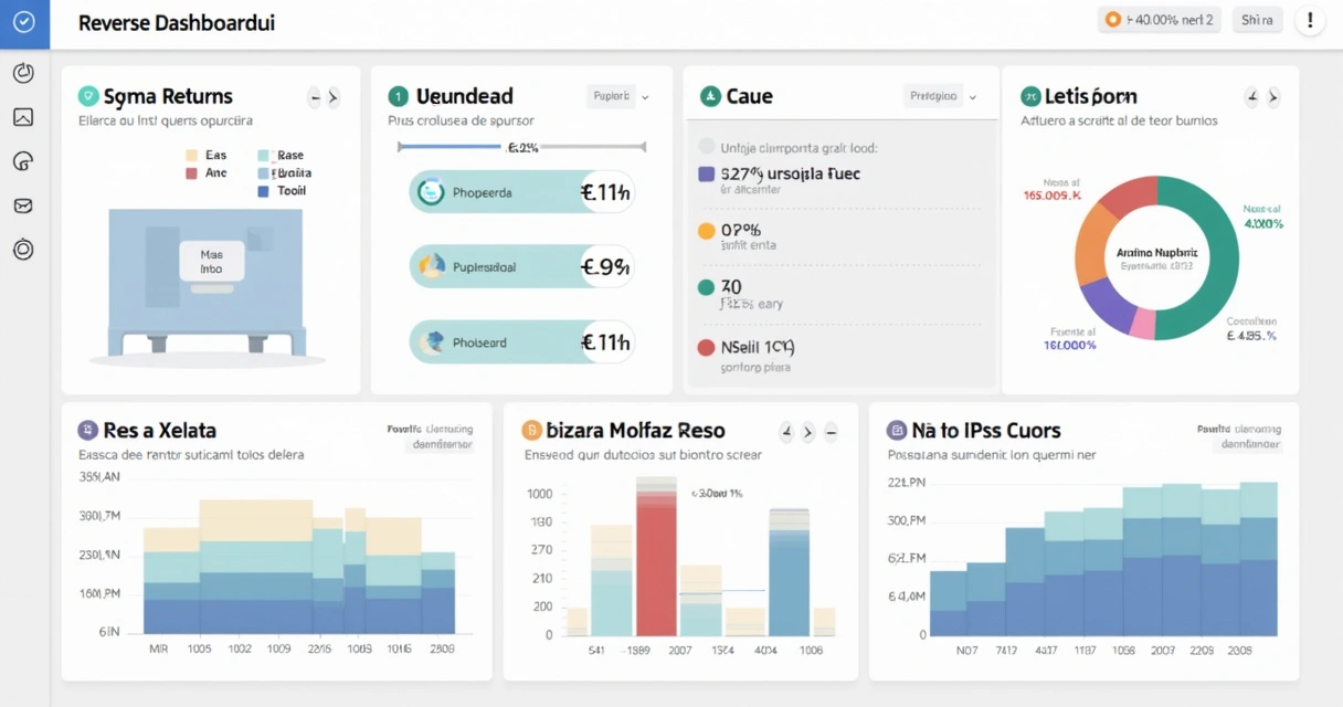 Dashboard digital exibindo indicadores de logística reversa com alertas visuais.
