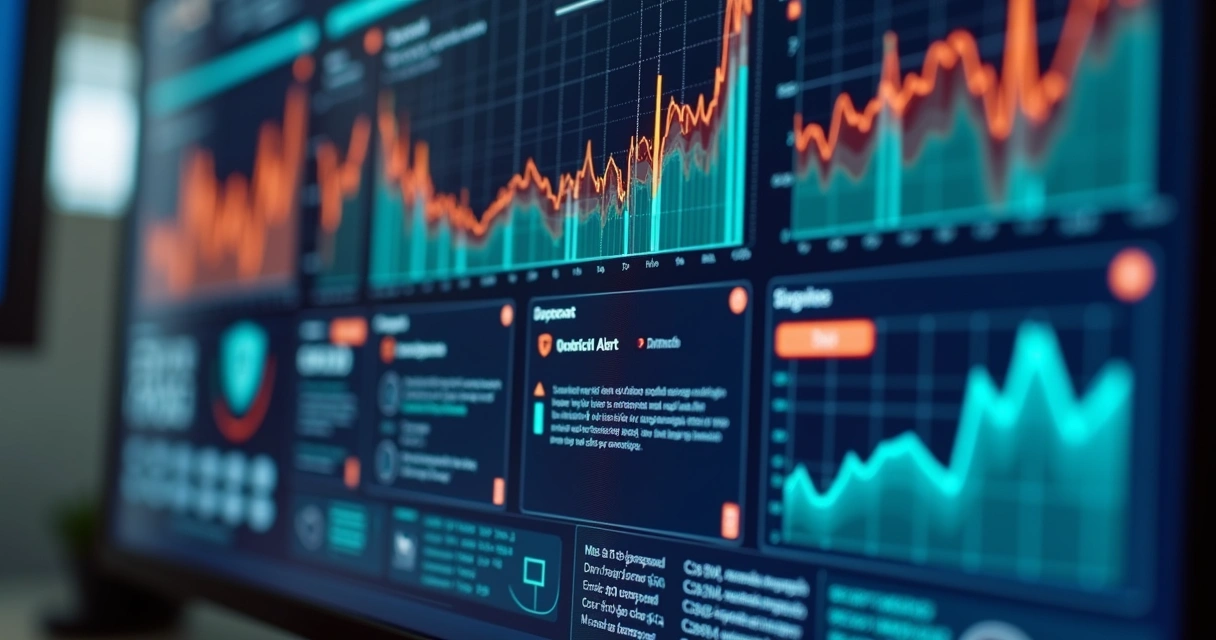 Dashboard com gráficos e alertas de transações suspeitas em ambiente digital 