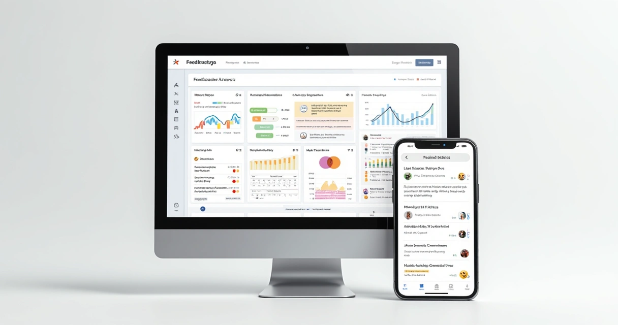 Dashboard com gráficos de feedback mobile e desktop 