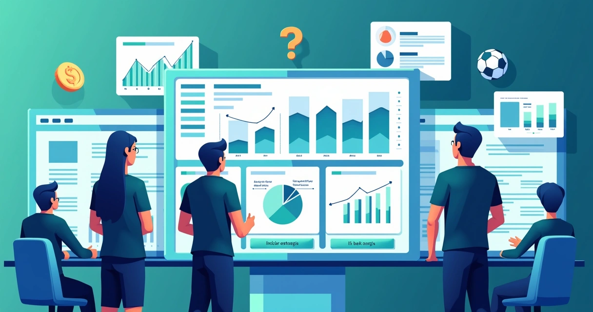 Painel de análise de apostas esportivas com gráficos e dados em destaque 