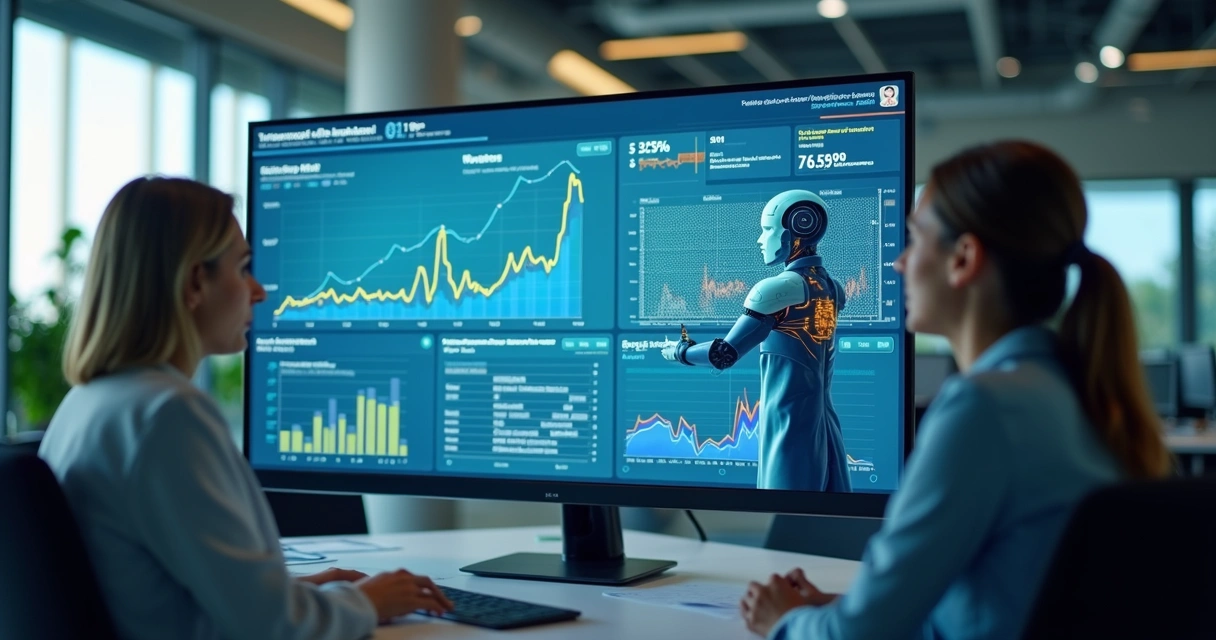 IA analisando dashboard de vendas com destaque em andamento 