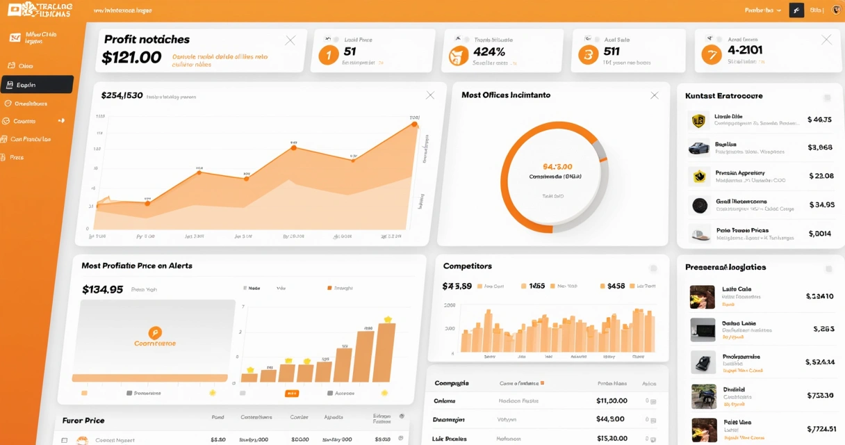Dashboard de vendas e lucro na ferramenta análise de mercado Mercado Livre 