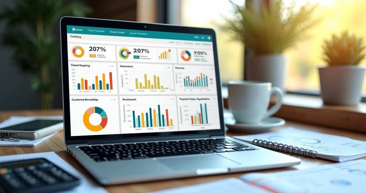 Dashboard de análise de dados de vendas em PME com gráficos do CRM 