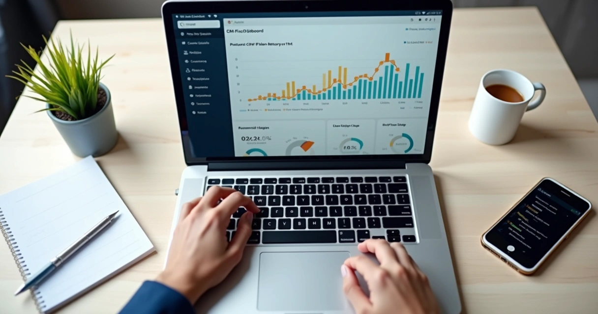 Dashboard de CRM com gráficos de conversão em destaque 