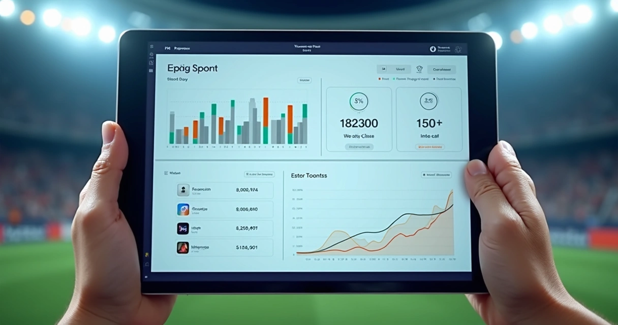 Dashboard digital com métricas de esporte e engajamento 