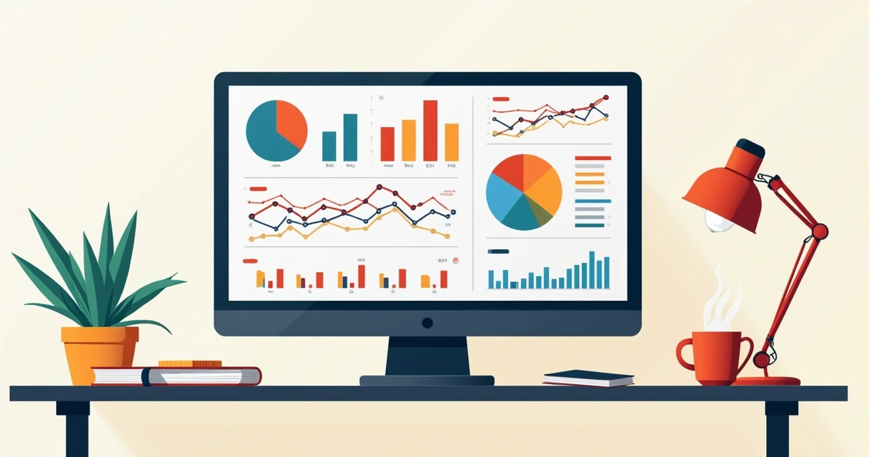 Dashboard colorido exibindo gráficos e dados de vendas de e-commerce 