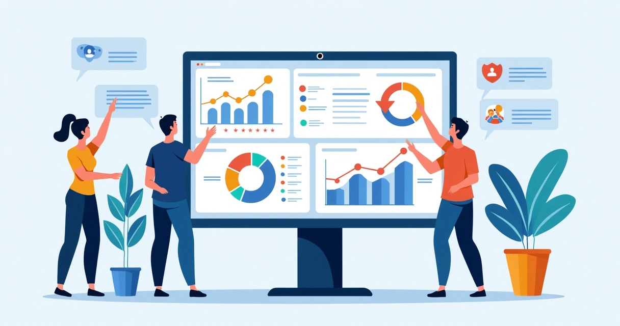 Dashboard de análise de feedbacks e avaliações com gráficos e insights em destaque 
