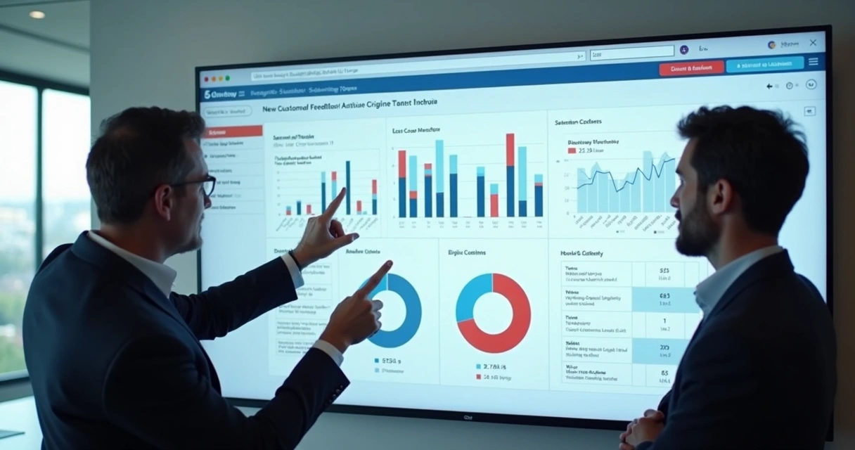 Dashboard digital exibindo análise de sentimento de feedbacks 