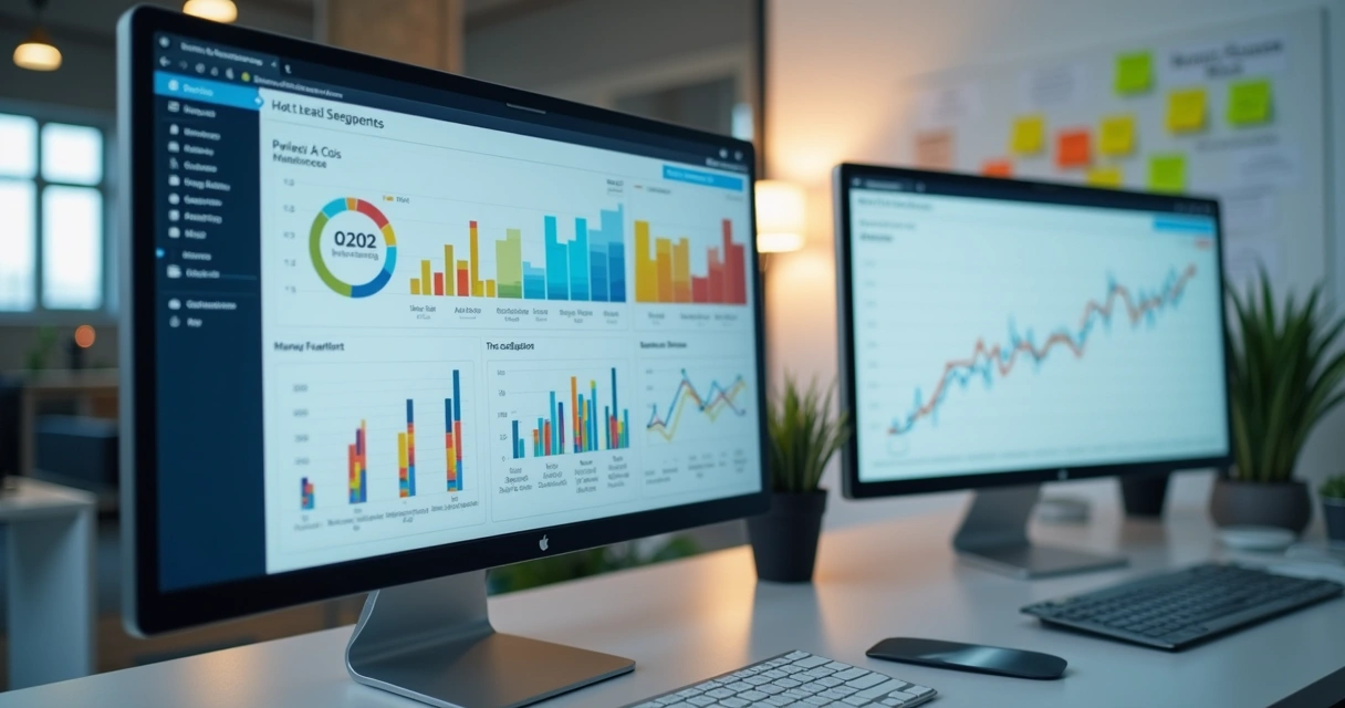Dashboard digital mostrando análise de oportunidades de leads 