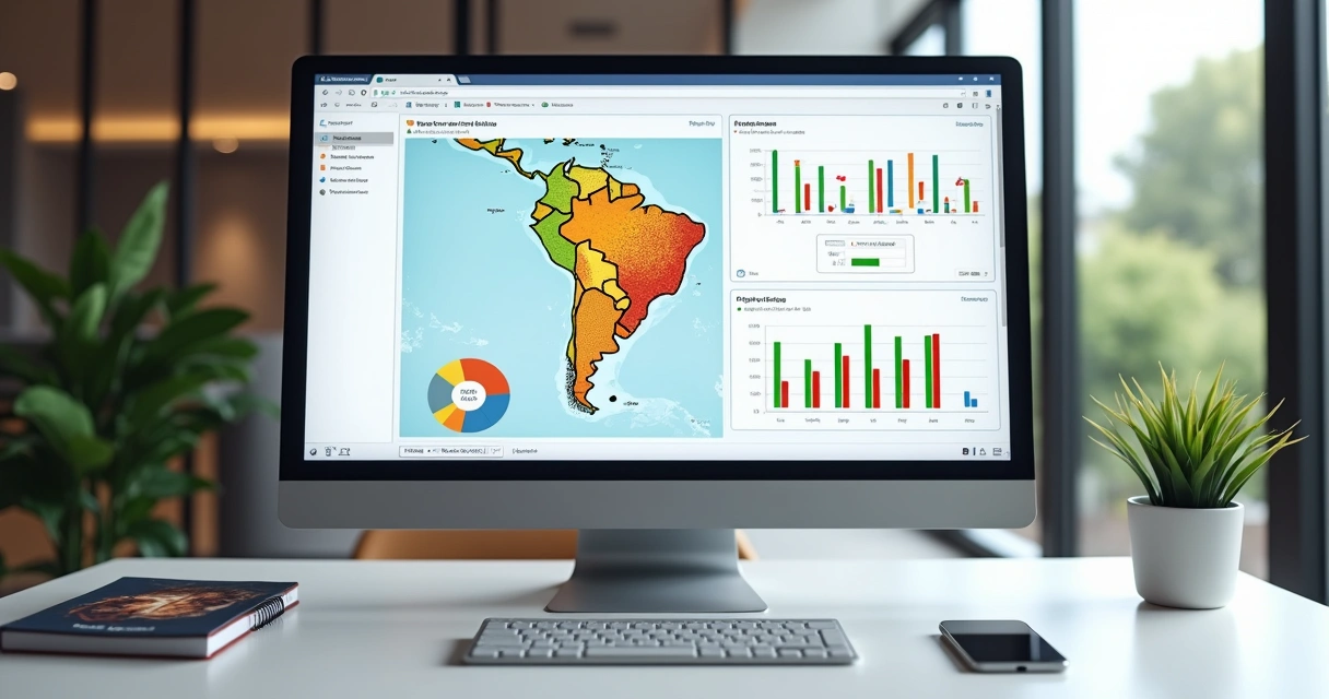 Dashboard analítico mostrando dados geográficos de visitantes 