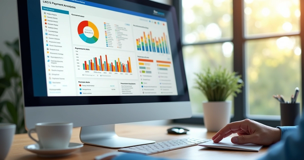 Dashboard de análise de pagamentos em tela de computador
