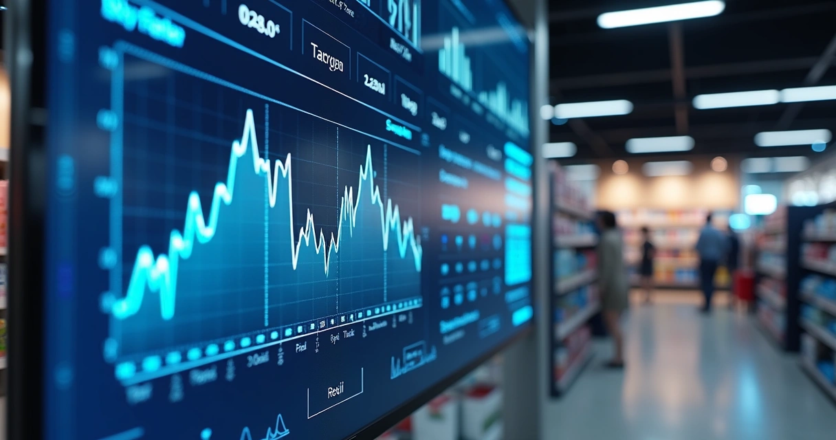 Dashboard mostrando análise preditiva de vendas no varejo 