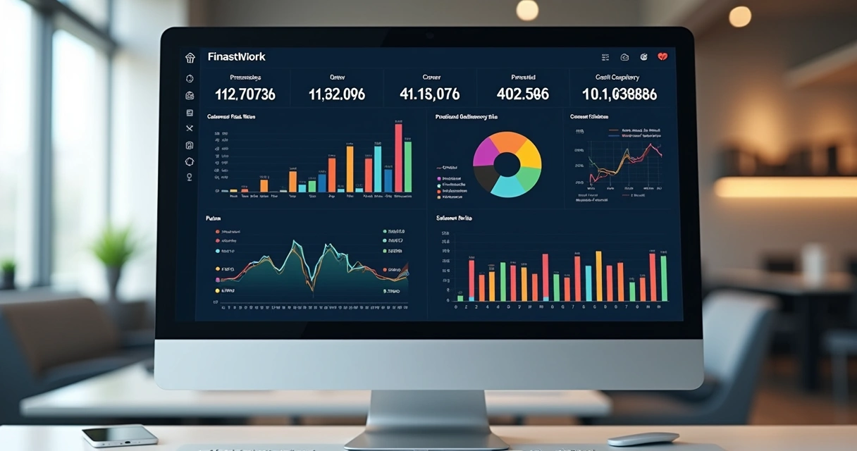 Dashboard com gráficos coloridos mostrando previsão de inadimplência 