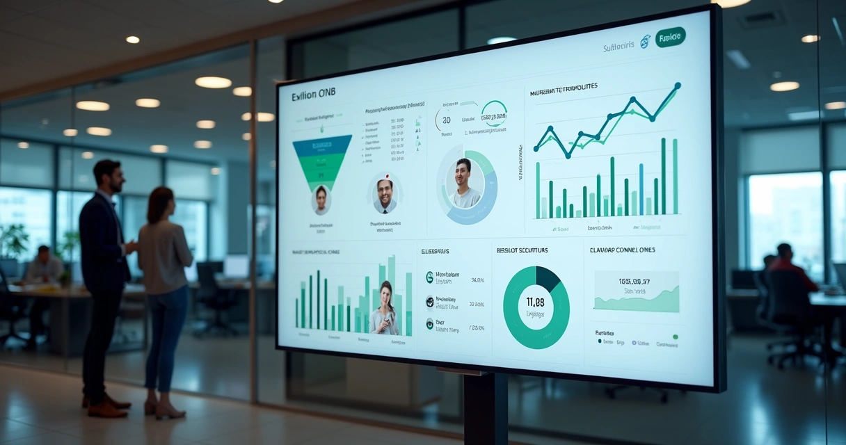 Painel de dados de prospecção mostrando indicadores de vendas B2B 