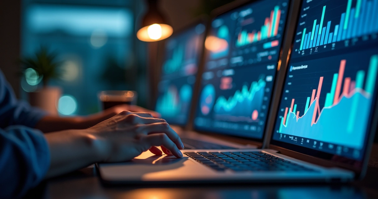 Dashboard de análise de inbound marketing cheio de gráficos coloridos 