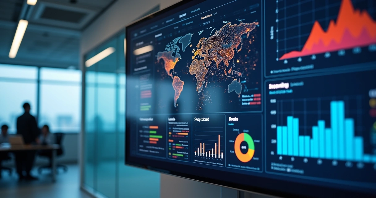 Painel de análise de segurança digital com gráficos coloridos 