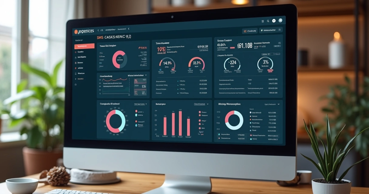 Dashboard analítico mostrando métricas de SMS marketing para e-commerce 