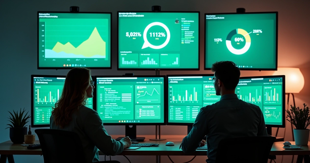 Dashboard comparando métricas de engajamento entre grupos WhatsApp 