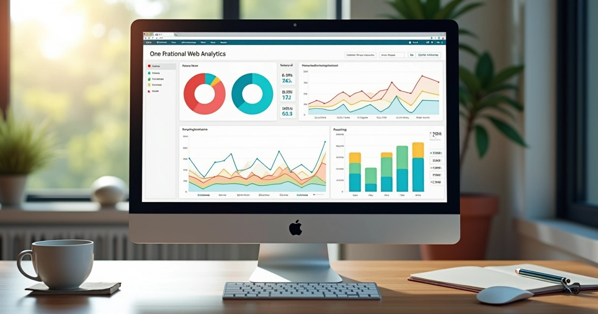 Dashboard de analytics de site simples em tela de computador 