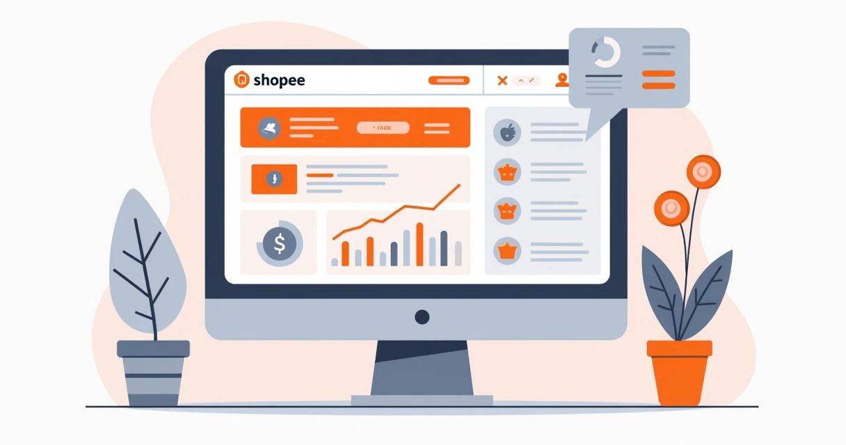 Painel do vendedor mostrando opções de Shopee Ads
