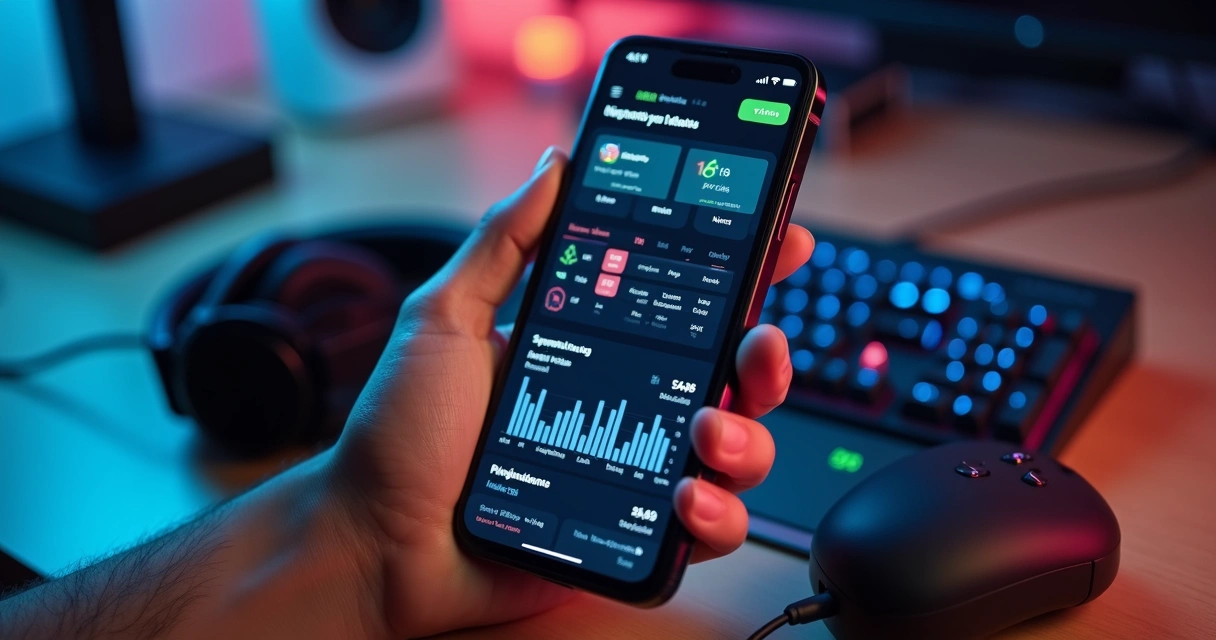 Dashboard de apostas de eSports na tela do smartphone