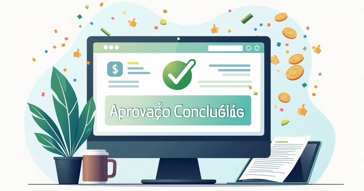 Dashboard mostrando aprovação de conta com animação 
