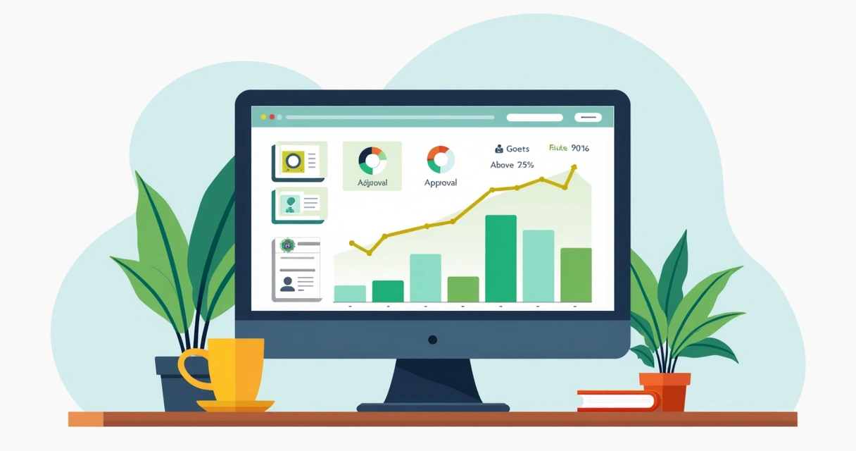 Dashboard com taxas de aprovação de vendas em destaque 