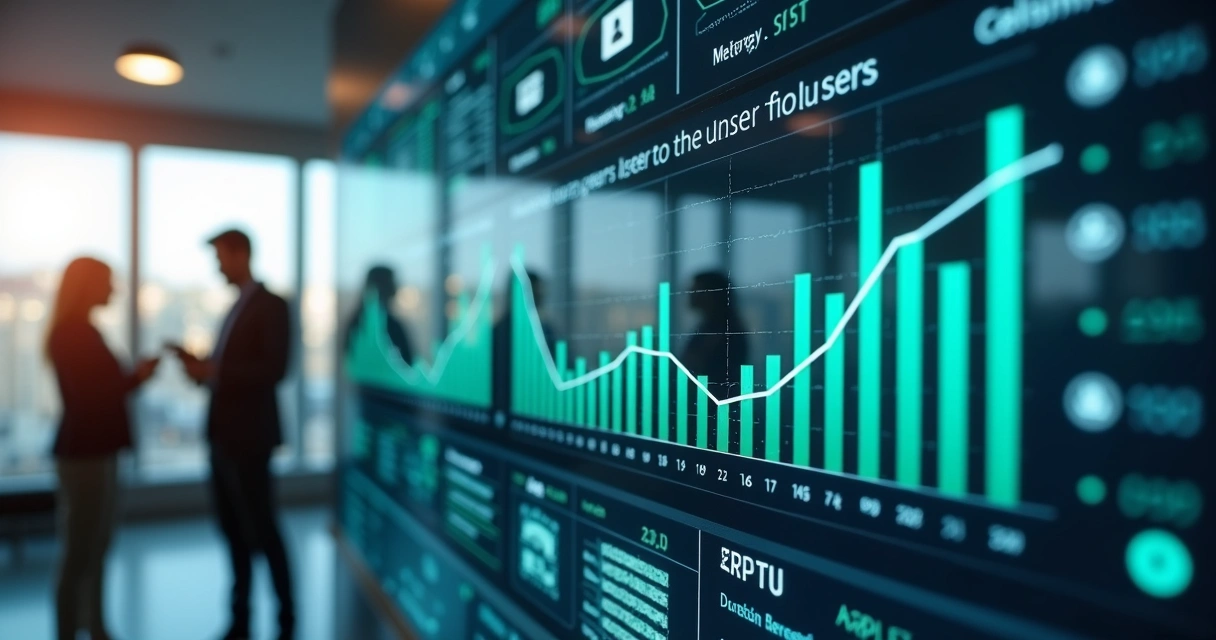 Dashboard com gráficos de ARPU de serviços financeiros em destaque 