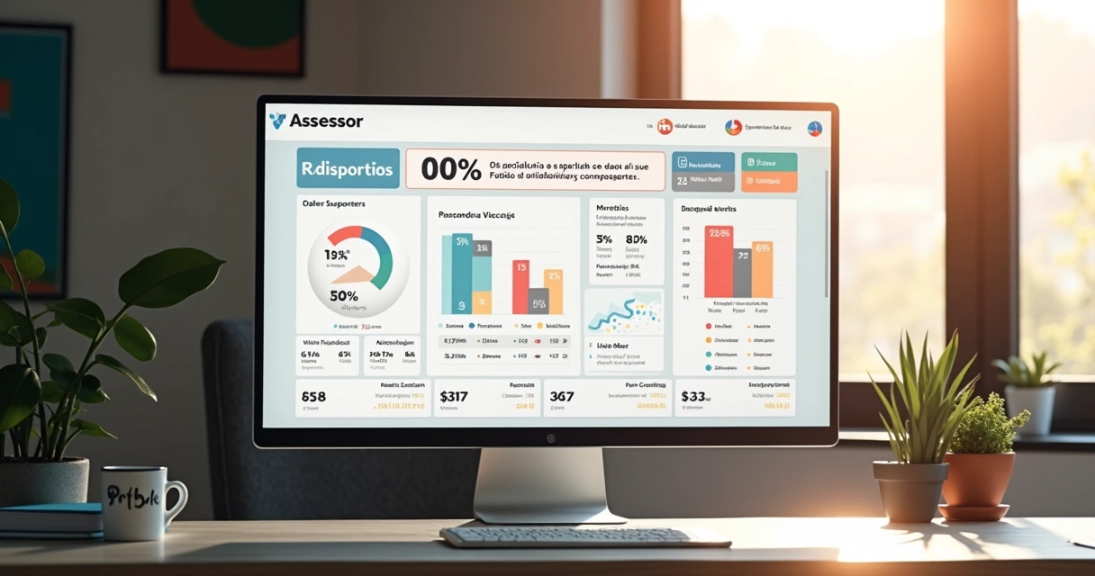 Tela de computador mostrando dashboard do O Assessor para organização de campanha política 