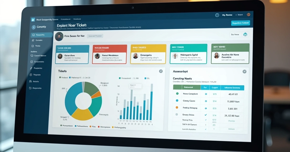 Tela de dashboard de atendimento condominial com notificações 
